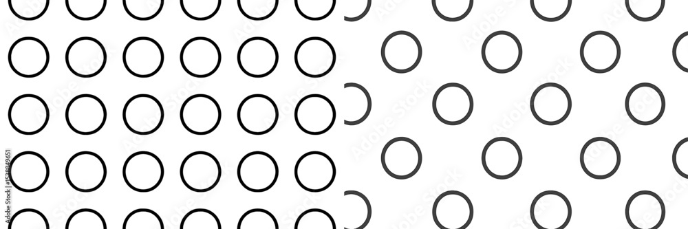 Poster Patterns of alternating circles in black and white on a minimalist background creating a modern design aesthetic