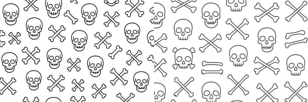Pattern of skulls and bones creates a striking visual design for Halloween decorations and themed events