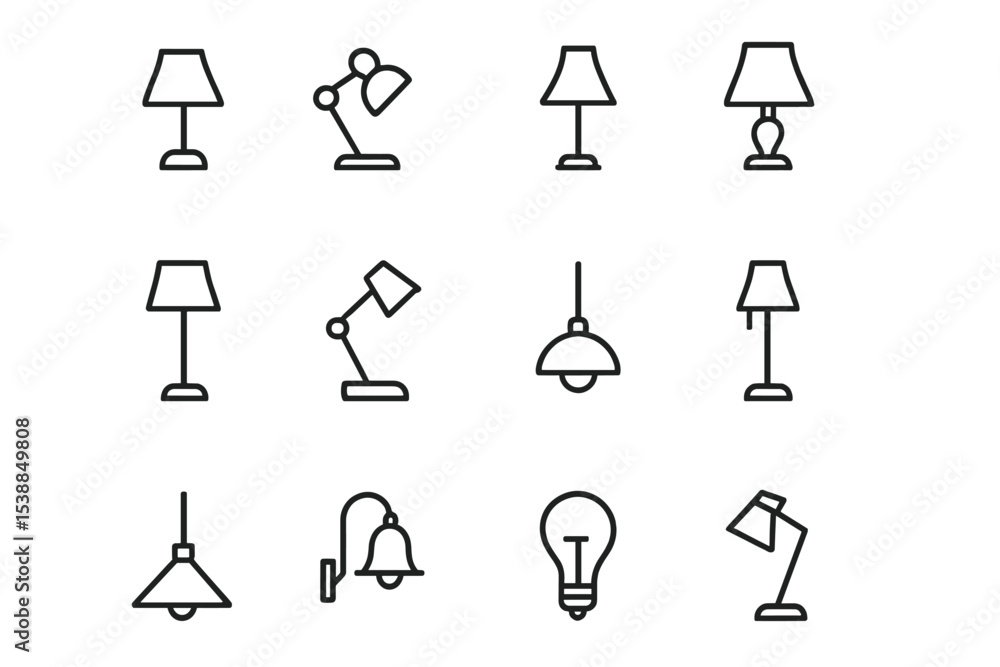 Poster Collection of various lamp designs showcasing different styles and forms for home lighting