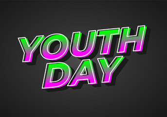 Youth day. Bold 3D text effect for energetic celebration design