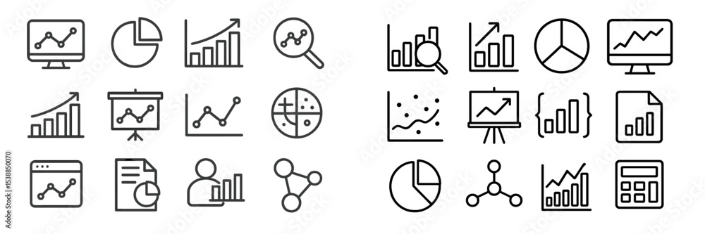 Aufkleber Collection of data visualization icons representing various chart and graph types for analytical purposes