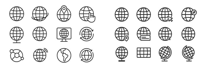 Digital globes and icons representing location services and global connectivity designs for web and technology applications