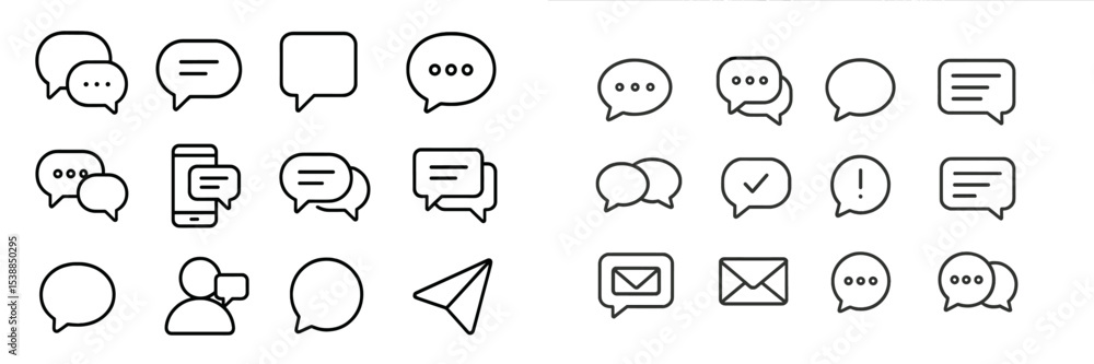 Poster Various communication icons showcasing messaging concepts and digital interactions in modern design styles