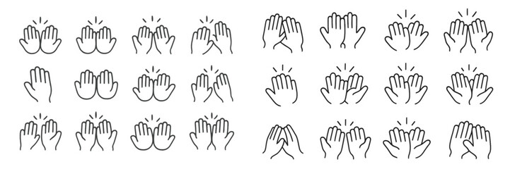 Fototapeta premium Multiple hand gesture illustrations depicting applause and celebration in a minimalist style