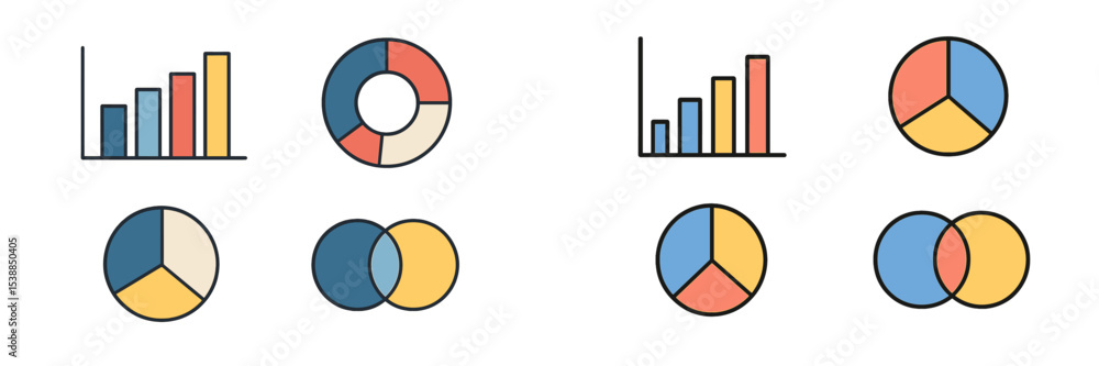 Poster Colorful data visualization elements used for presenting statistical information in a clear and engaging way