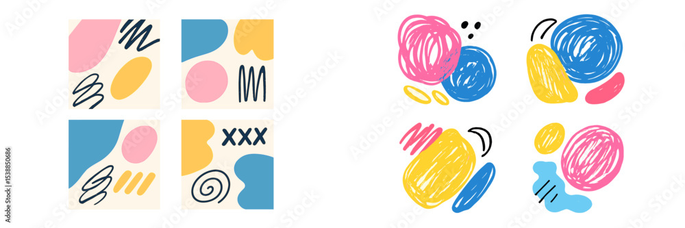 Poster Colorful abstract patterns showcasing vibrant shapes and lines in a modern artistic style suitable for decor or design inspiration