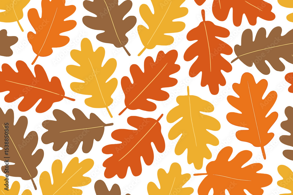 Poster colorful autumn leaves pattern showcasing a variety of shapes and hues against a light background in