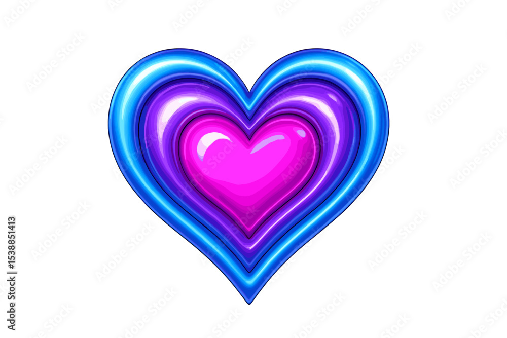 Poster Colorful layered heart design with gradient hues suitable for various creative projects and digital designs