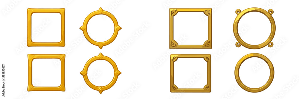 Poster decorative golden frames for showcasing art in interior design projects or exhibitions with various 