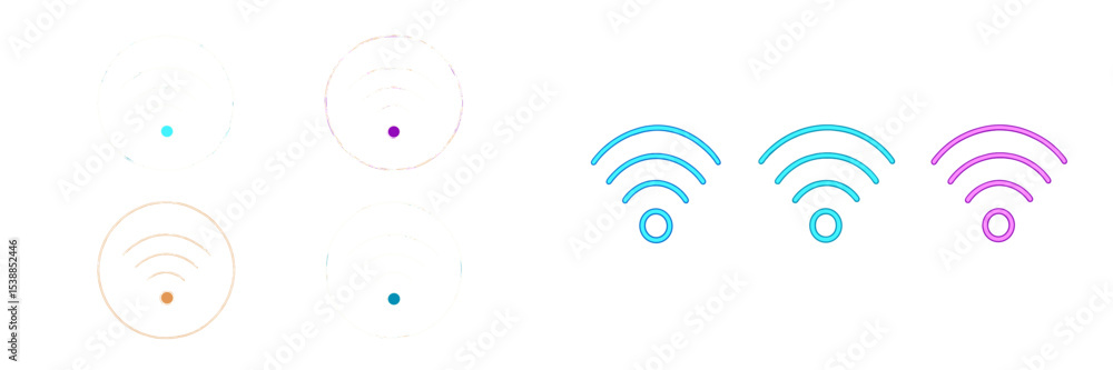 Poster colorful wireless connectivity icons with different signal strengths displayed in a modern digital s