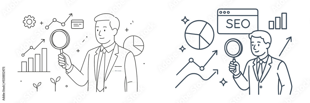 Poster Business analytics being conducted by a professional with graphs and charts in an office environment