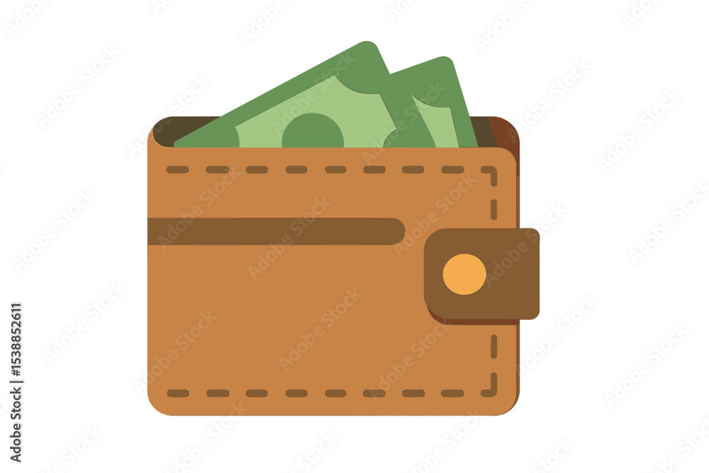Poster wallet with cash inside is placed on a flat surface, showcasing a simple financial concept related t