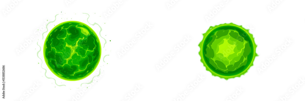 Poster bright green glowing energy orbs emitting light in a mystical environment during a fantasy setting