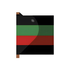 Juneteenth flag folded icon, red green black flat color design, clean modern look for PNG 