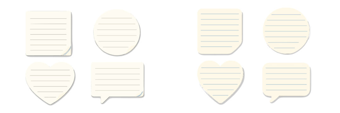 Blank note templates featuring various shapes for personal or professional use, ideal for reminders or messages
