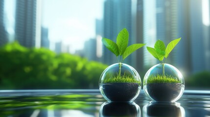 Green revolution success with a thriving ecosystem integrating nature with technological advancement