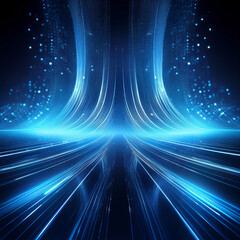 Obraz premium Fondo tecnológico azul con líneas brillantes. Background.