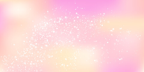 Abstract pastel backdrop with glittery sparkles and light burst in pink and peach hues. Elegant and romantic texture.