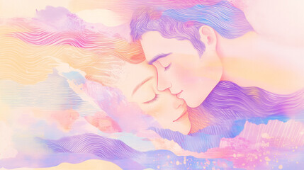 Soul Partners - Pastel illustration of a couple