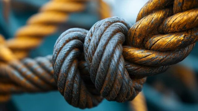Close-Up of Knotted Rope Showing Texture and Detail in Various Angles