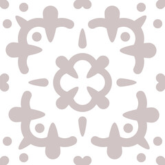 A highly detailed traditional tile pattern with ornamental motifs and soft earthy colors.