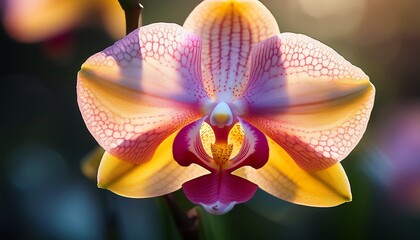 beautiful pink and yellow orchid flower