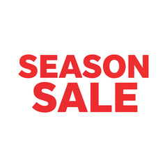 Season Sale sign, banner, poster, sticker red color on isolated white