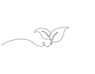 Leaf continuous line art. Leaf one line drawing. Ecology concept vector illustration © TyLa_art