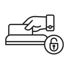 Security line icon elements. Contains secure payment, encryption, safety, insurance, data protection, detector, sensor, locked, password and cyber security icons. Solid icon collection.