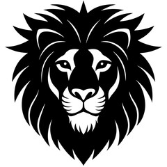 lion head vector silhouette on white background