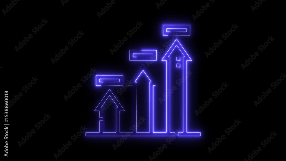 Aufkleber glowing neon bar graph animation business growth presentation chart progress report
