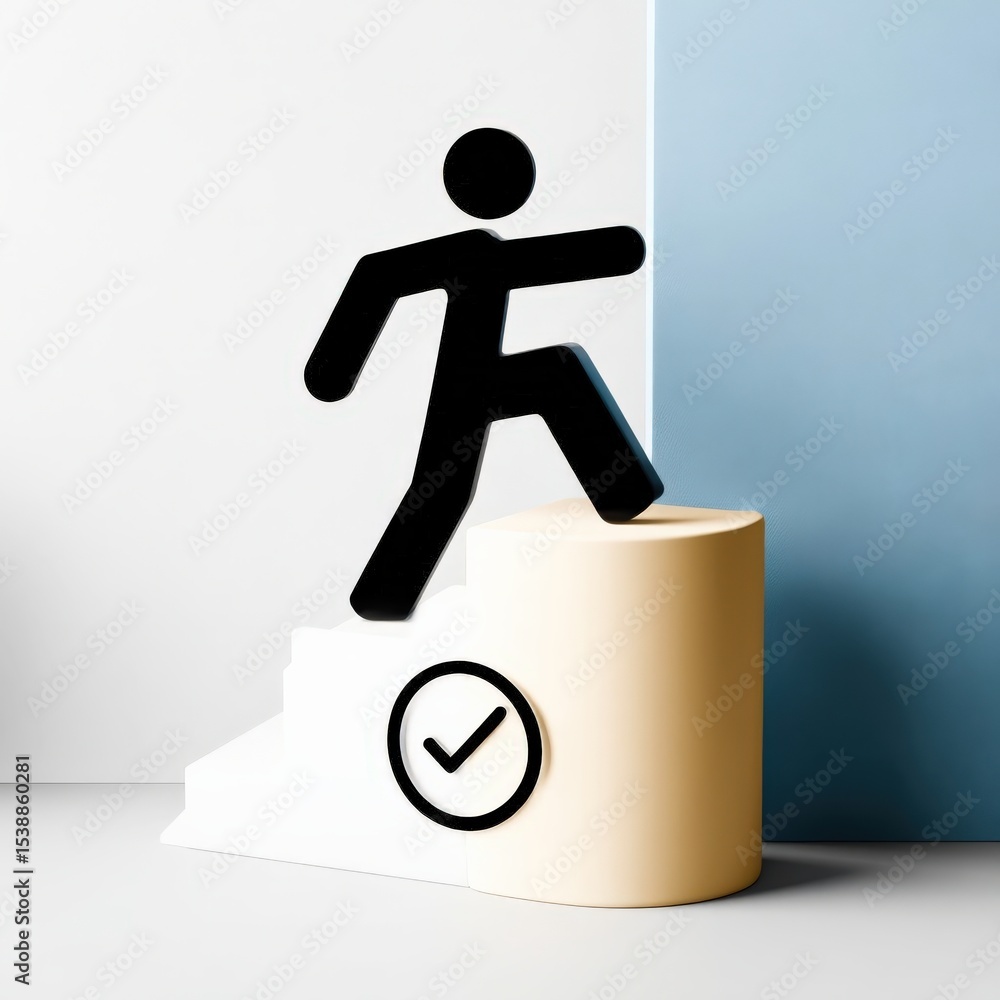 Poster professional change promotion concept. representation of progress and achievement with a figure on s