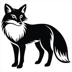 Obraz premium Fox Silhouette Vector Illustration – Wild Forest Animal, Clever Creature, Nature and Wildlife Design for Outdoor, Woodland, and Animal-Themed Projects