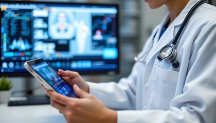 a healthcare professional using telemedicine technology to diagnose and treat patients remotely