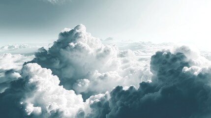 Naklejka premium Majestic clouds fill sky serene aerial view nature artistry