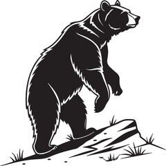 Obraz premium Bear vector art illustration silhouette image, Black bear silhouette vector illustration animal wildlife