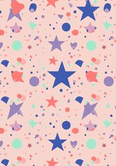Stars and Dots Pink Background Pattern Design