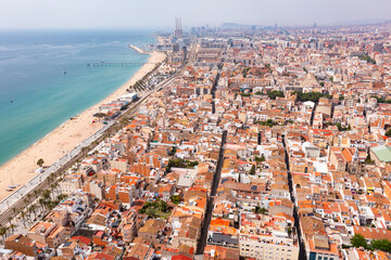 Aerial view of the spanish city of Badalona. Barcelona, Spain