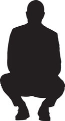 vector; silhouette of a back view of squatting man dressed in suit and tie