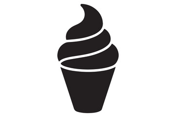 Ice cream cone silhouette icon in black isolated on white background illustration
