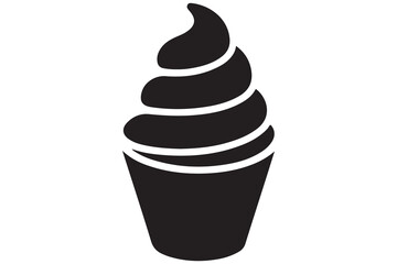 Ice cream cone silhouette icon in black isolated on white background illustration
