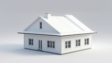 Simple white house model architectural design rendering