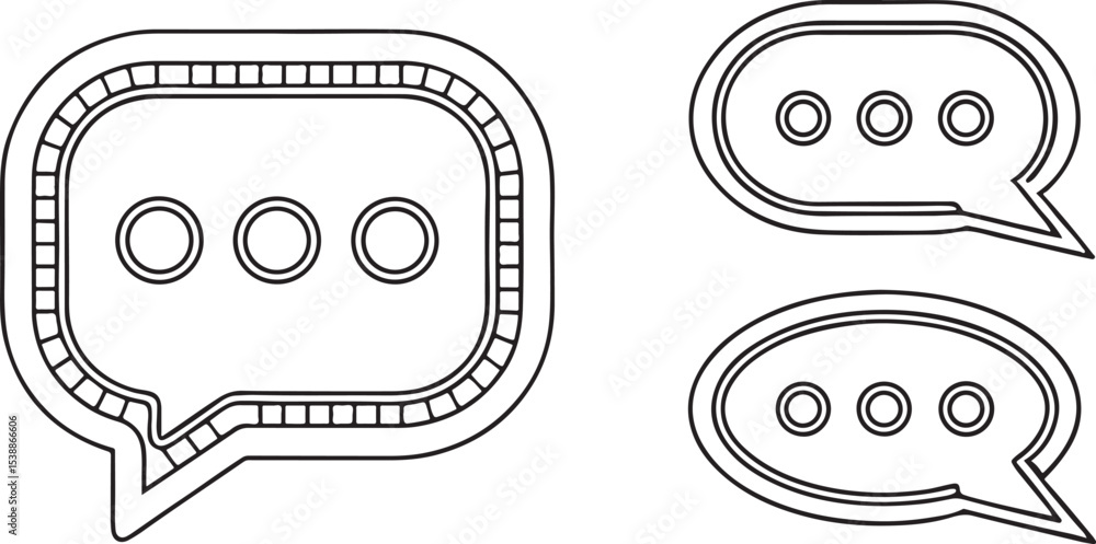 Poster chat bubble with three dots flat vector for messaging and support interface