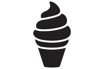 Ice cream cone silhouette icon in black isolated on white background illustration

