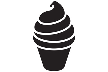 Ice cream cone silhouette icon in black isolated on white background illustration
