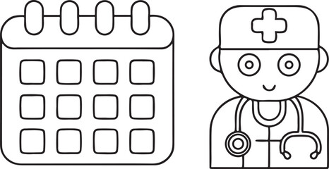 Doctor with Calendar and Stethoscope Flat Vector for Medical Appointment UI