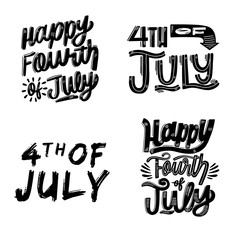 4th of July Set .Font Styles Bundle . Fourth of July Vector illustration,