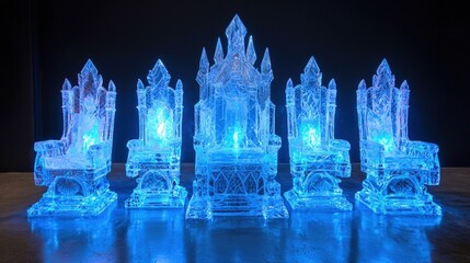 Frozen throne set with glowing blue accents.