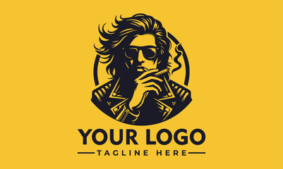 A stylized illustration of a person smoking a cigarette, wearing sunglasses.