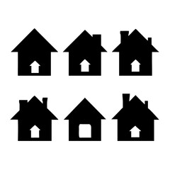 House Icon Silhouette Set – Minimal Black Home Graphics for Real Estate, Property, App UI, Architecture, Rental Listings, and Construction Branding